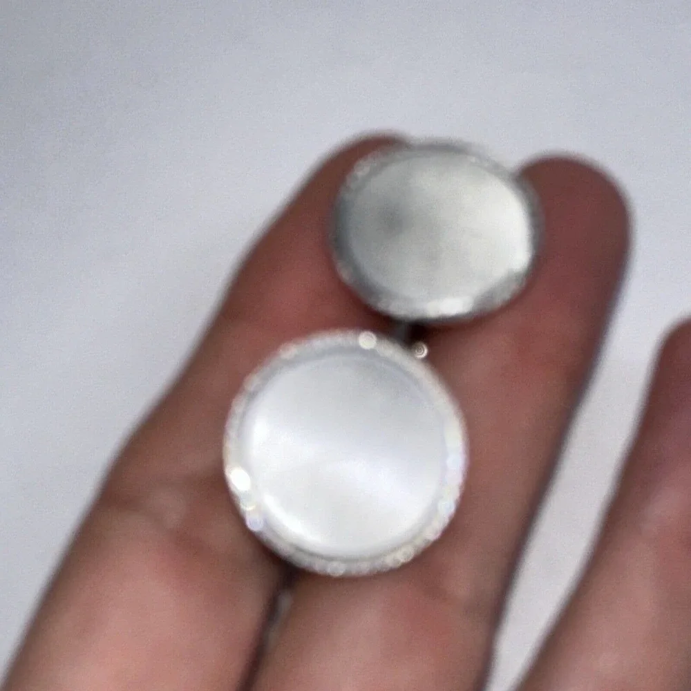 Lamode Sterling Silver Cufflinks Round Button Texture edges Signed Vintage